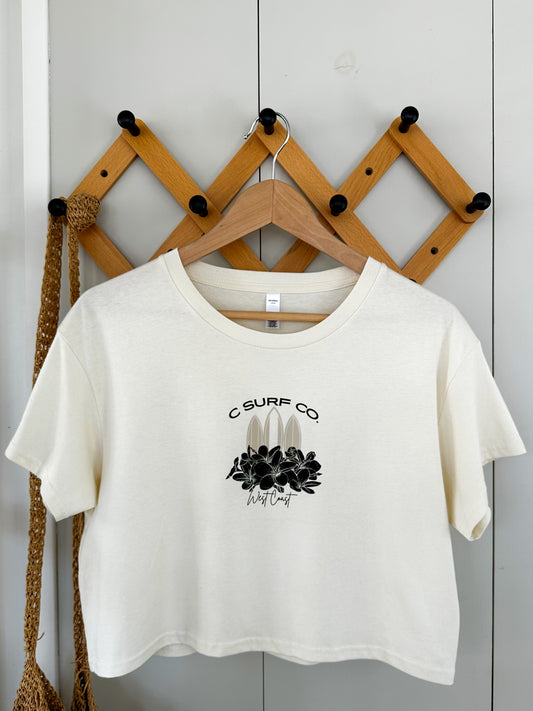 Plumeria Surf Crop Top - Ecru